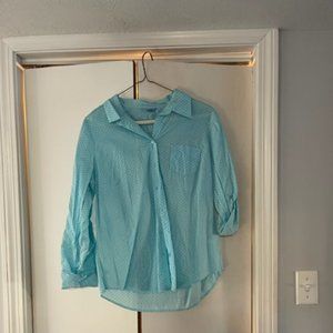 Blue breathable button down dress shirt